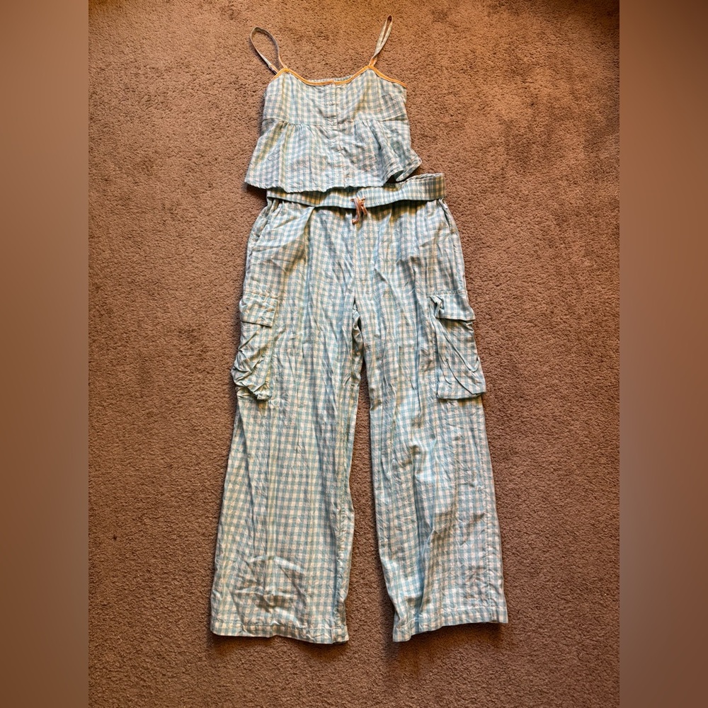 Urban Outfitters Teal Gingham Matching Set
